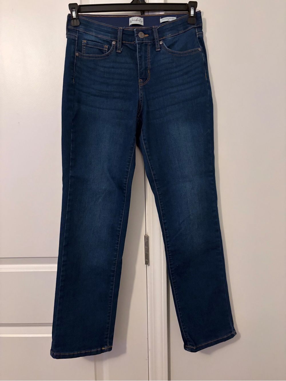 Wonderly Dark Blue Mid-Rise Straight Leg Jeans Women 6P Petite